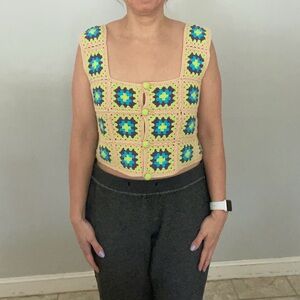 Zara Cropped Crocheted Vest